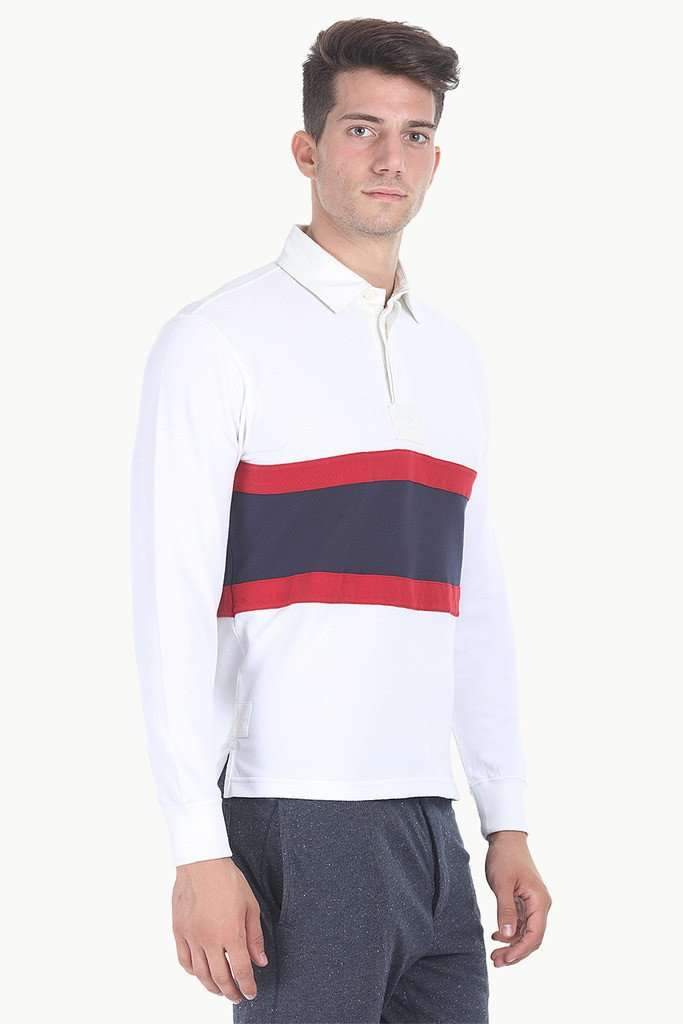 Contrast Color Block Cotton Pique Rugby