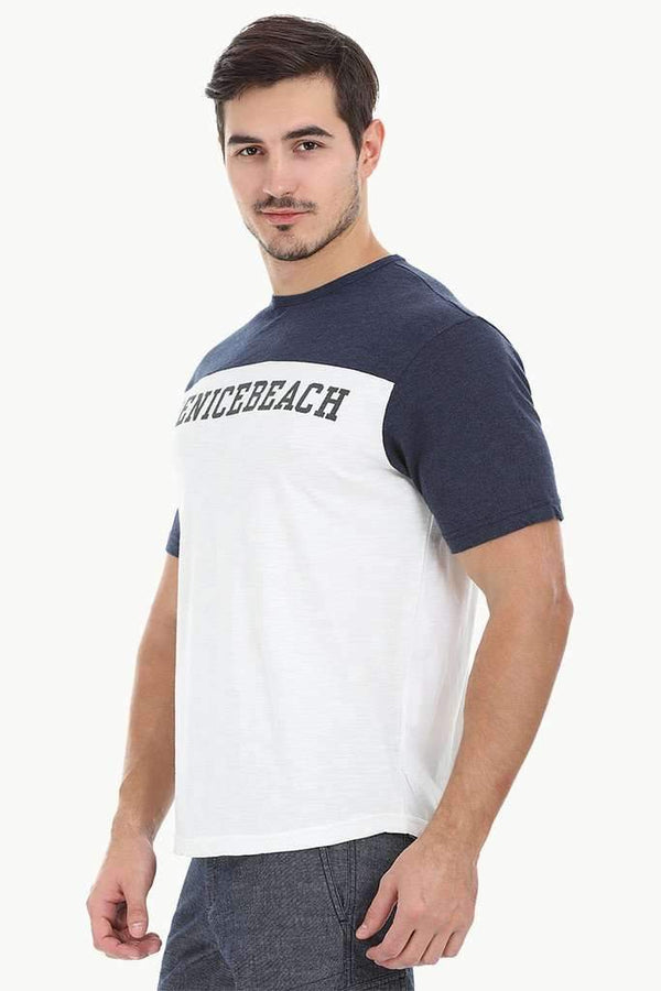Contrast Color Block Crew Neck Tee