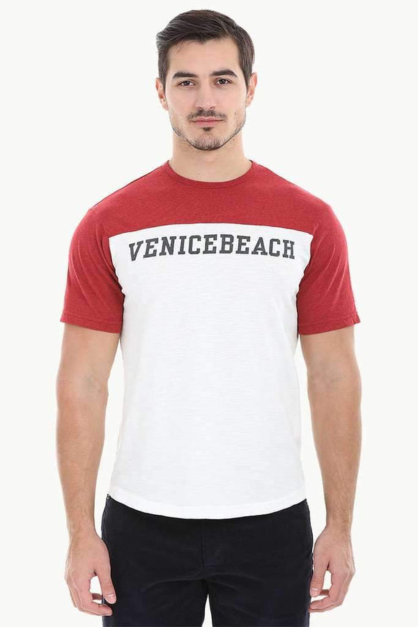 Contrast Color Block Crew Neck Tee