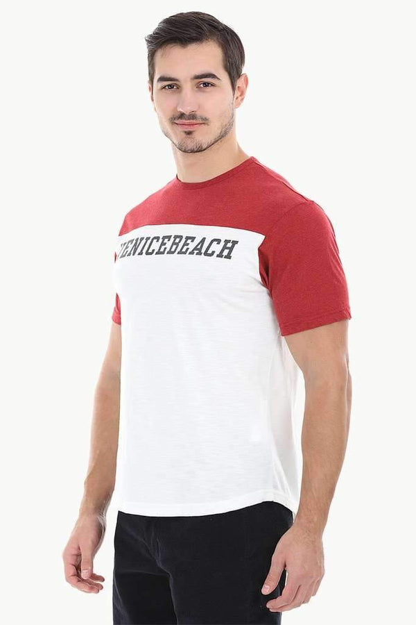 Contrast Color Block Crew Neck Tee
