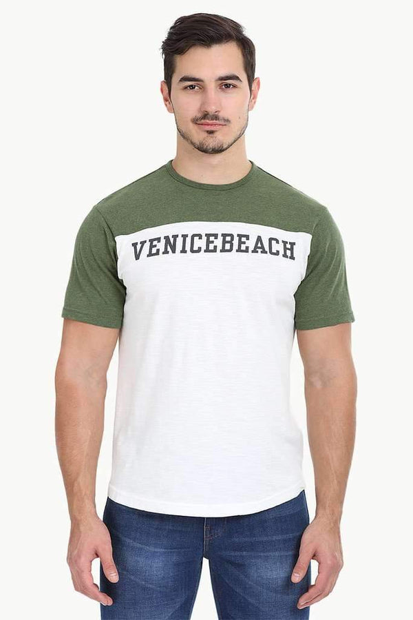 Contrast Color Block Crew Neck Tee