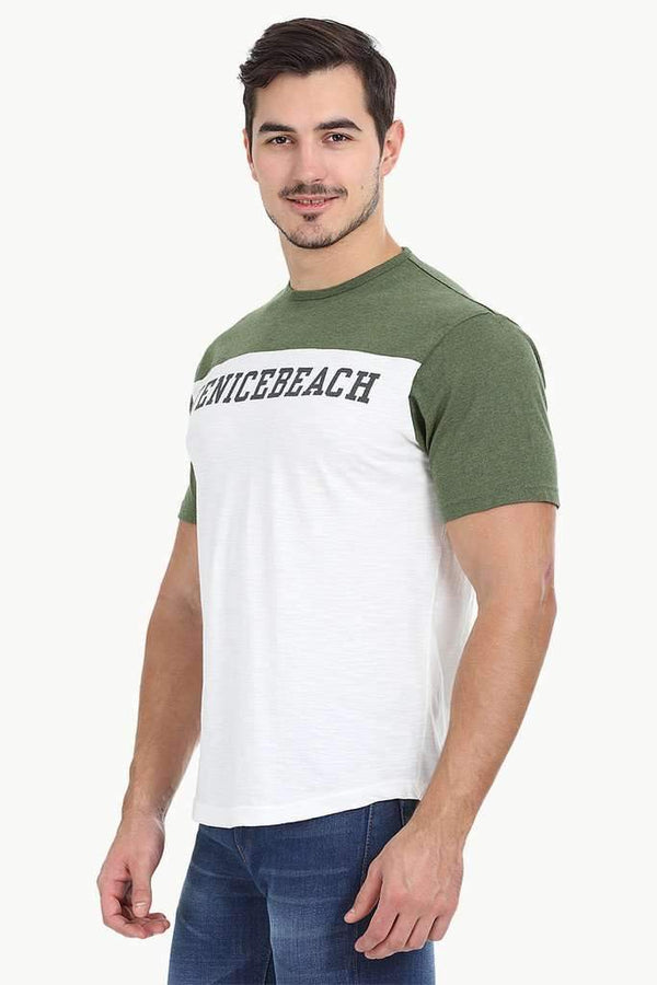 Contrast Color Block Crew Neck Tee