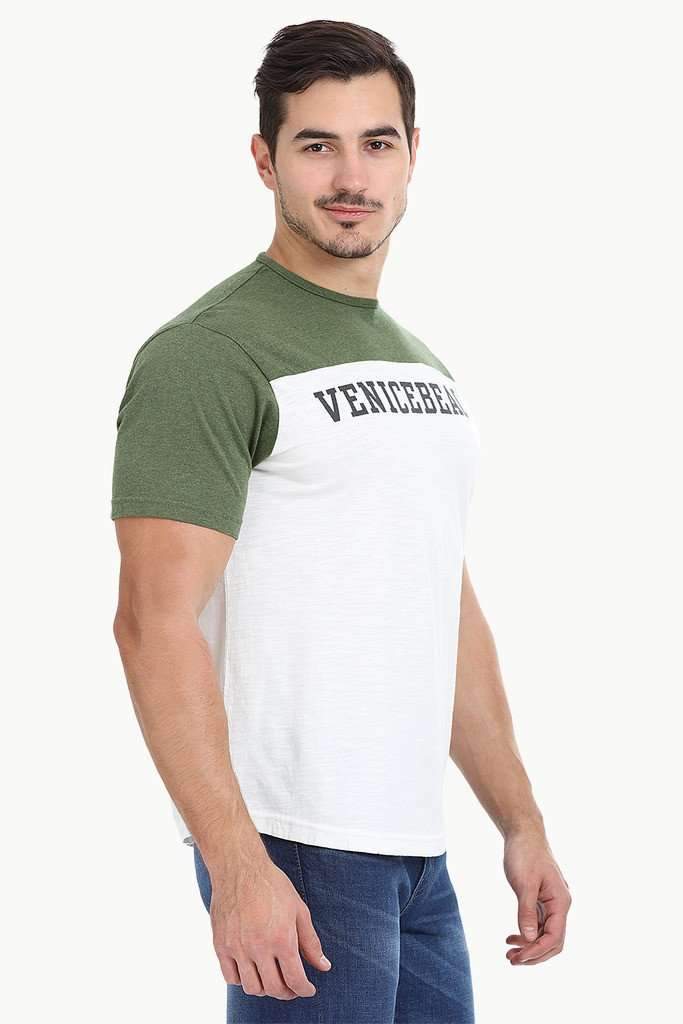 Contrast Color Block Crew Neck Tee