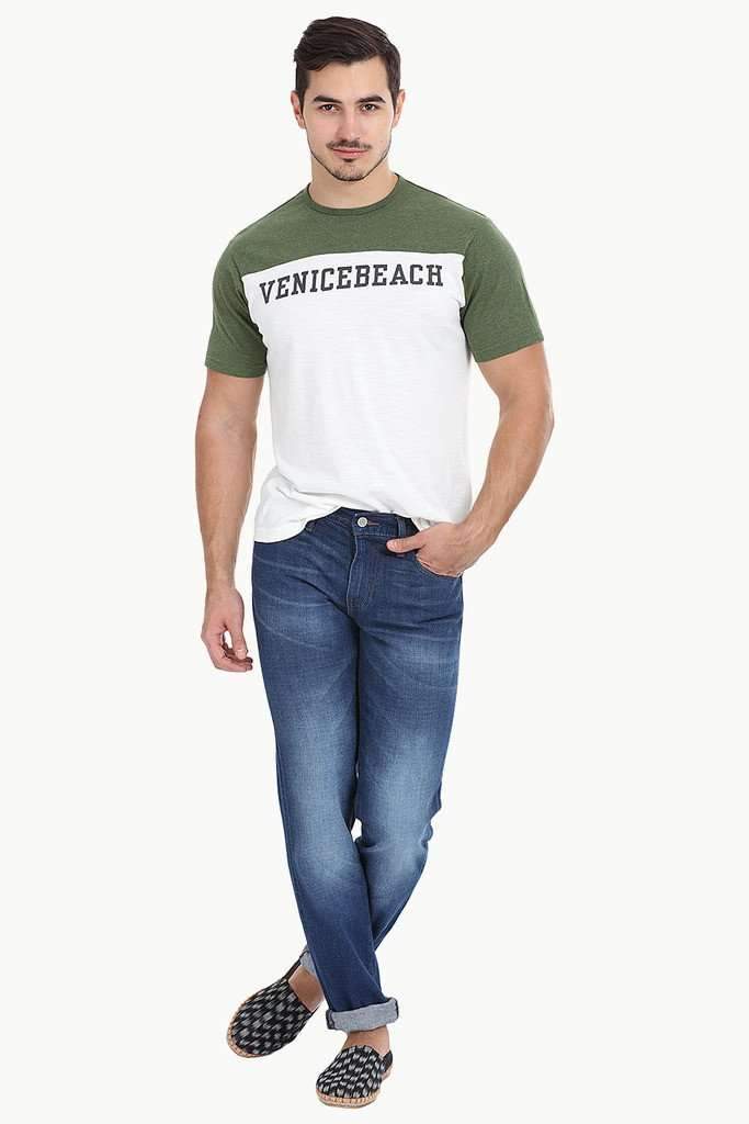 Contrast Color Block Crew Neck Tee