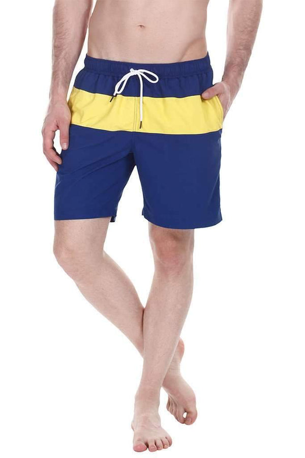 Contrast Color Block Quick Dry Nylon Swim Shorts