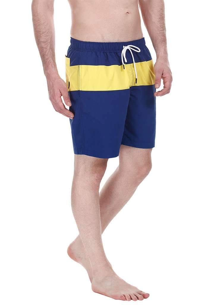 Contrast Color Block Quick Dry Nylon Swim Shorts