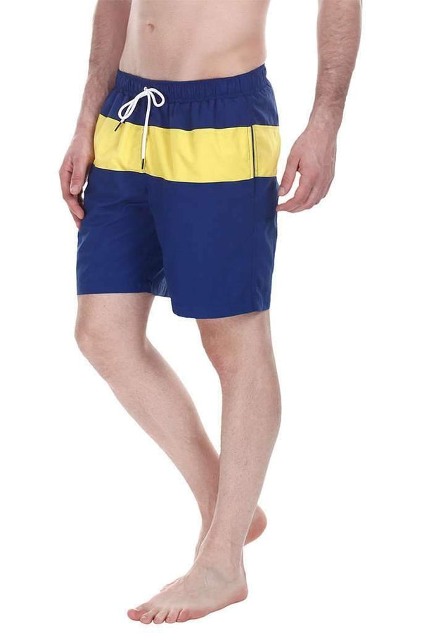Contrast Color Block Quick Dry Nylon Swim Shorts
