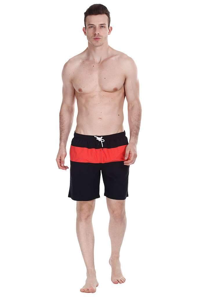 Contrast Color Block Quick Dry Nylon Swim Shorts