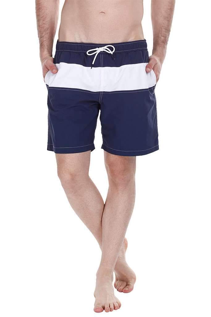 Contrast Color Block Quick Dry Nylon Swim Shorts