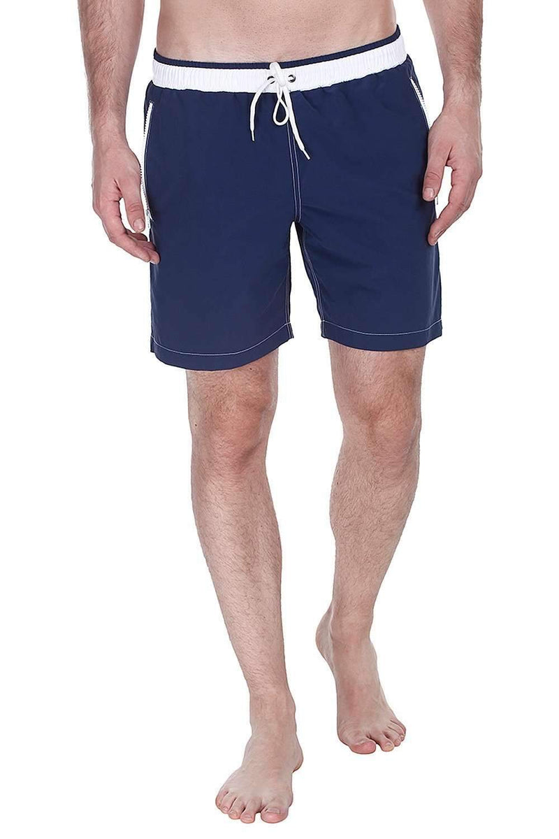 Swim shorts with contrast color zipper side pockets