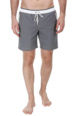 Swim shorts with contrast color zipper side pockets