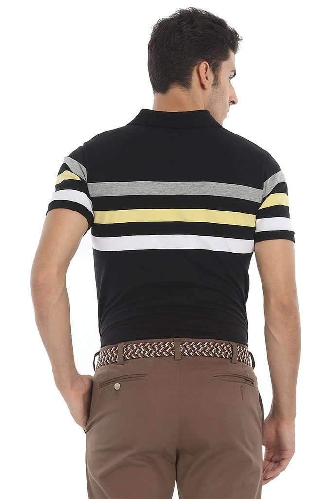 Contrast Multi Color Stripe Polo Tee