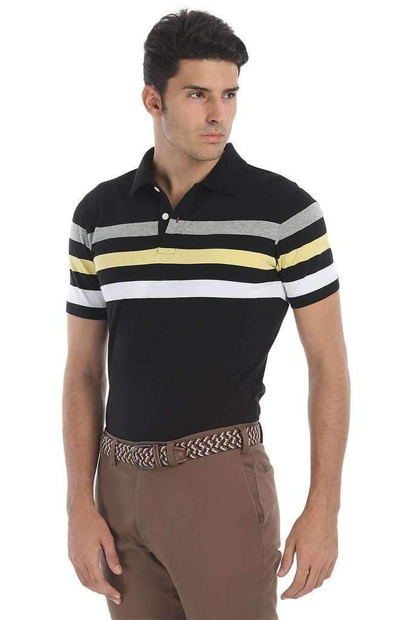 Contrast Multi Color Stripe Polo Tee