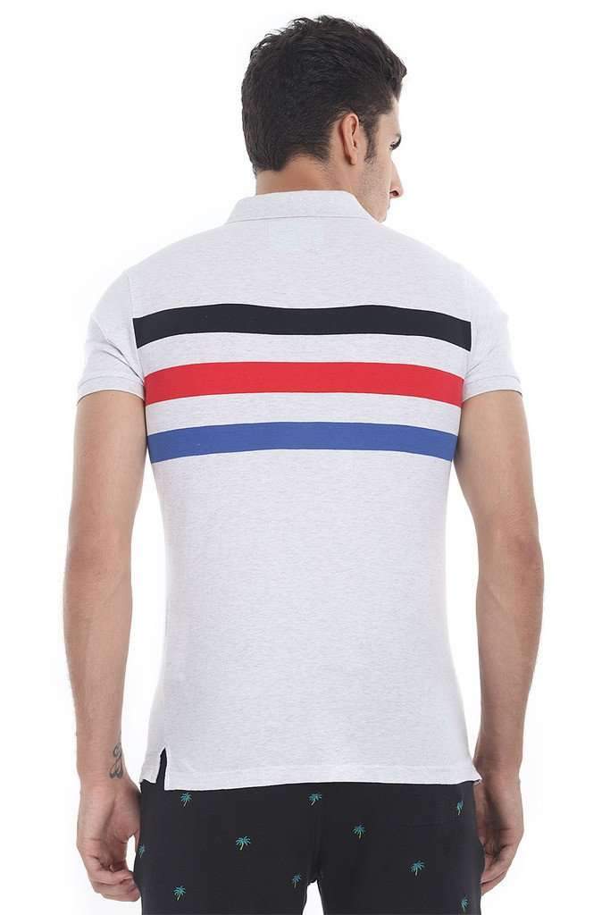 Contrast Multi Color Stripe Polo Tee