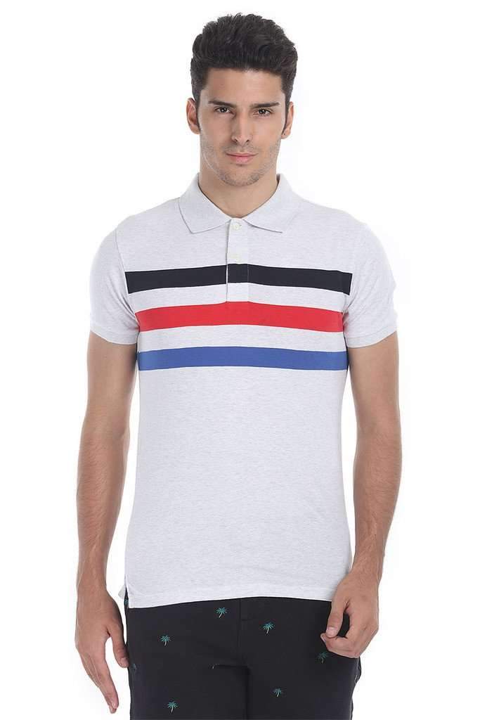Contrast Multi Color Stripe Polo Tee