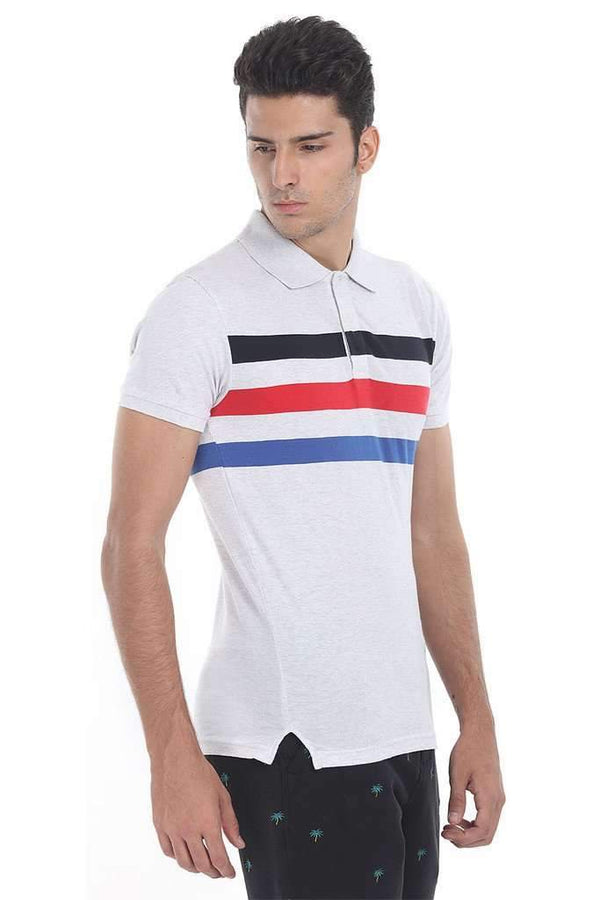 Contrast Multi Color Stripe Polo Tee
