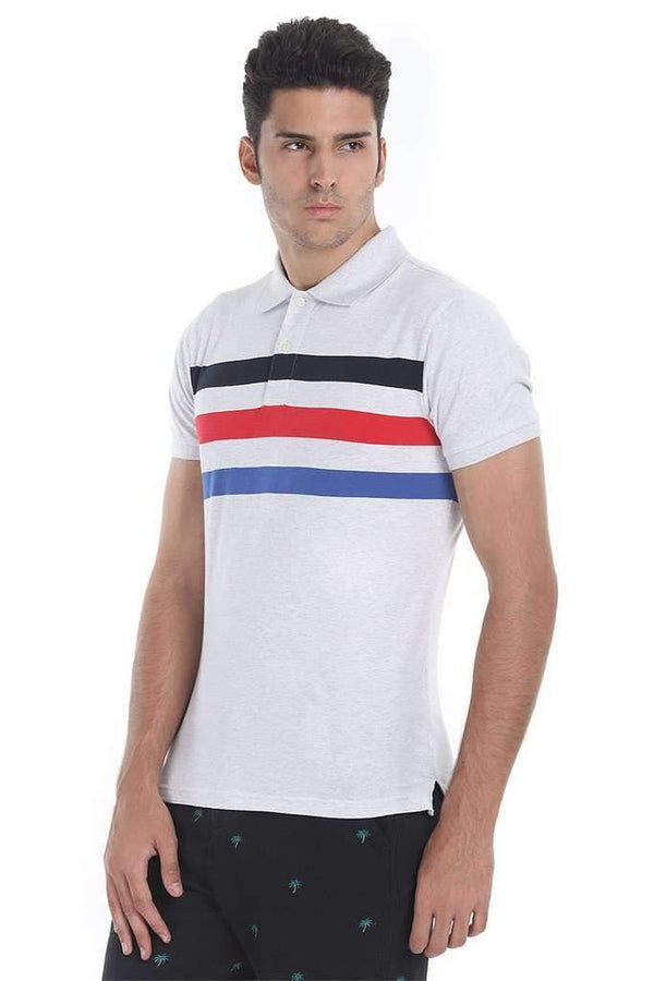 Contrast Multi Color Stripe Polo Tee