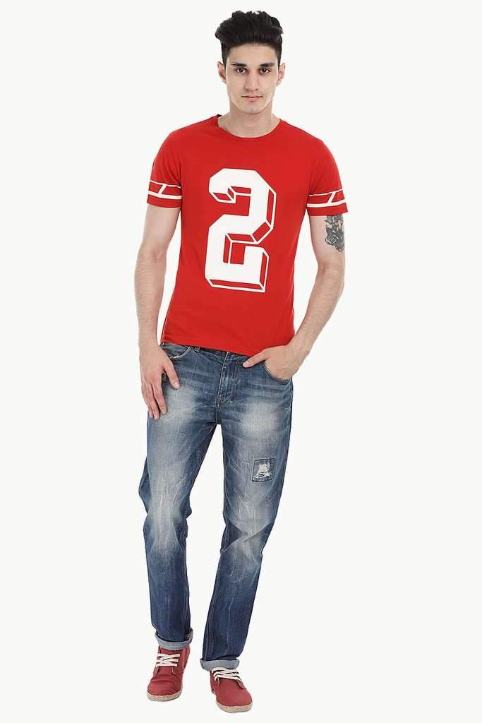 Contrast Number Print Short Sleeve Crew