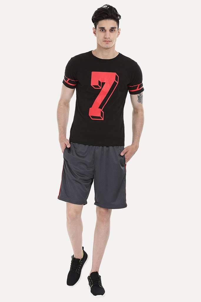 Contrast Number Print Short Sleeve Crew