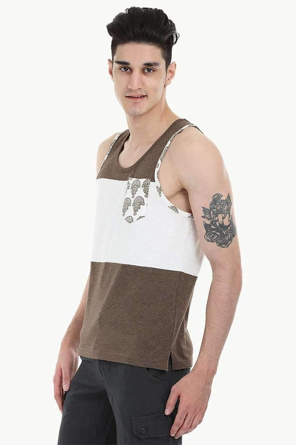 Contrast Patch Floral Tank