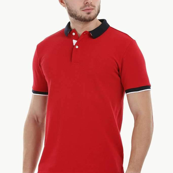 Contrast Placket Red Polo T-Shirt – brinell
