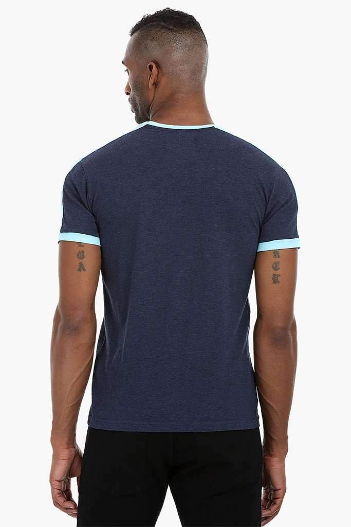 Contrast Shoulder Patch Cotton T-Shirt