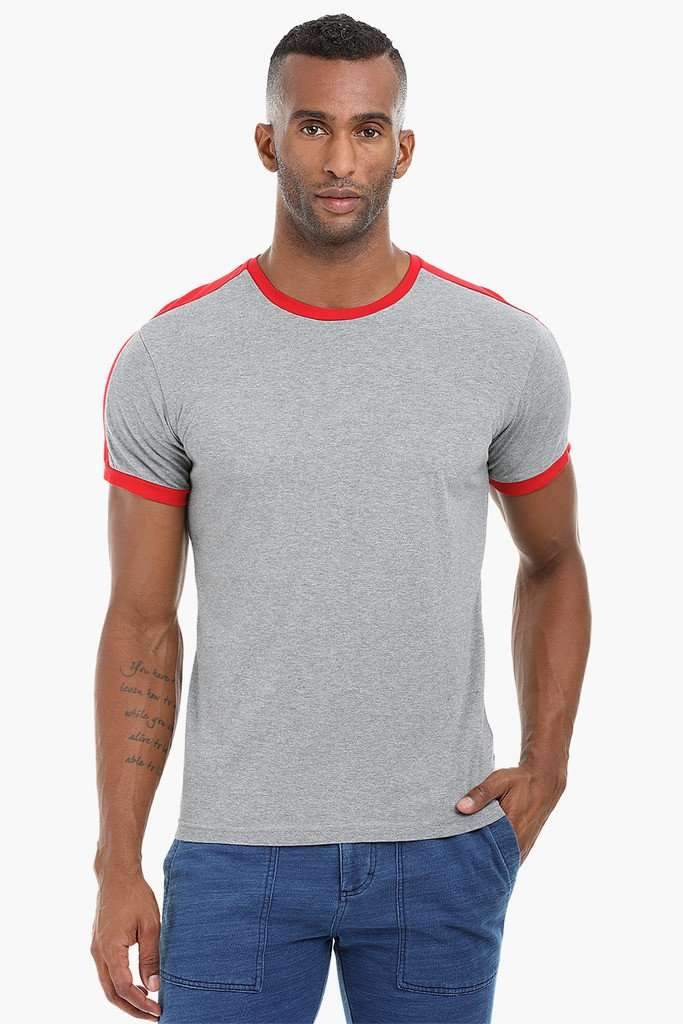 Contrast Shoulder Patch Cotton T-Shirt