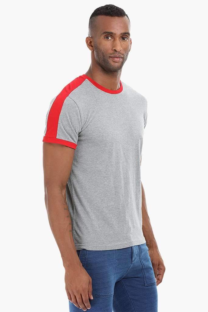 Contrast Shoulder Patch Cotton T-Shirt