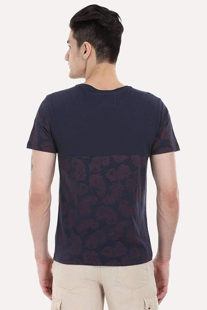 Contrast Solid Patch Floral Tee