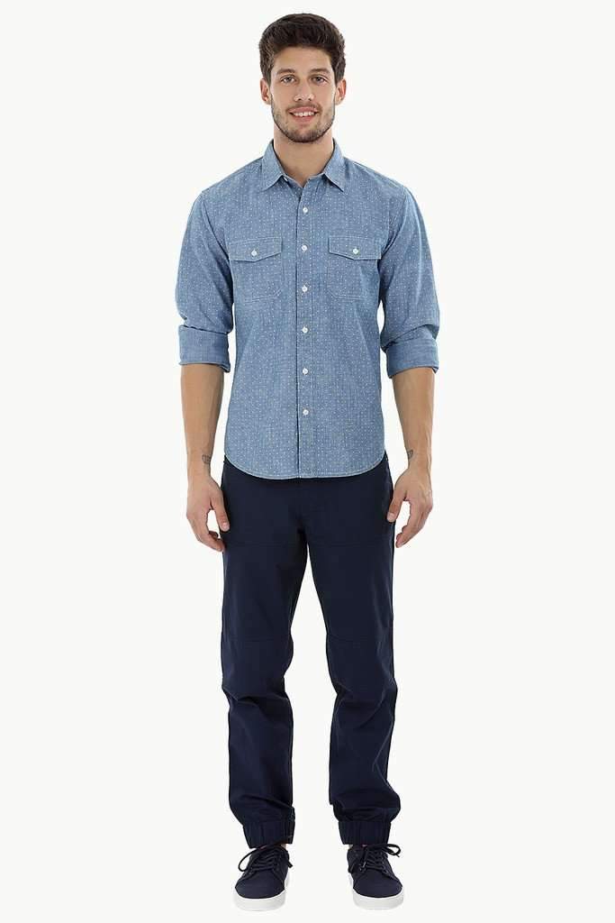 Cotton Chambray Printed Shirt