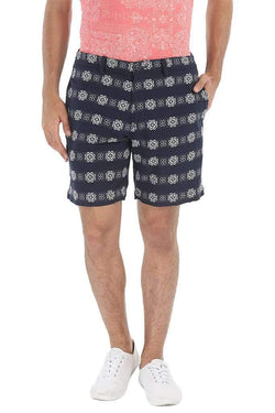Cotton Dobby Shorts With Printed Patch