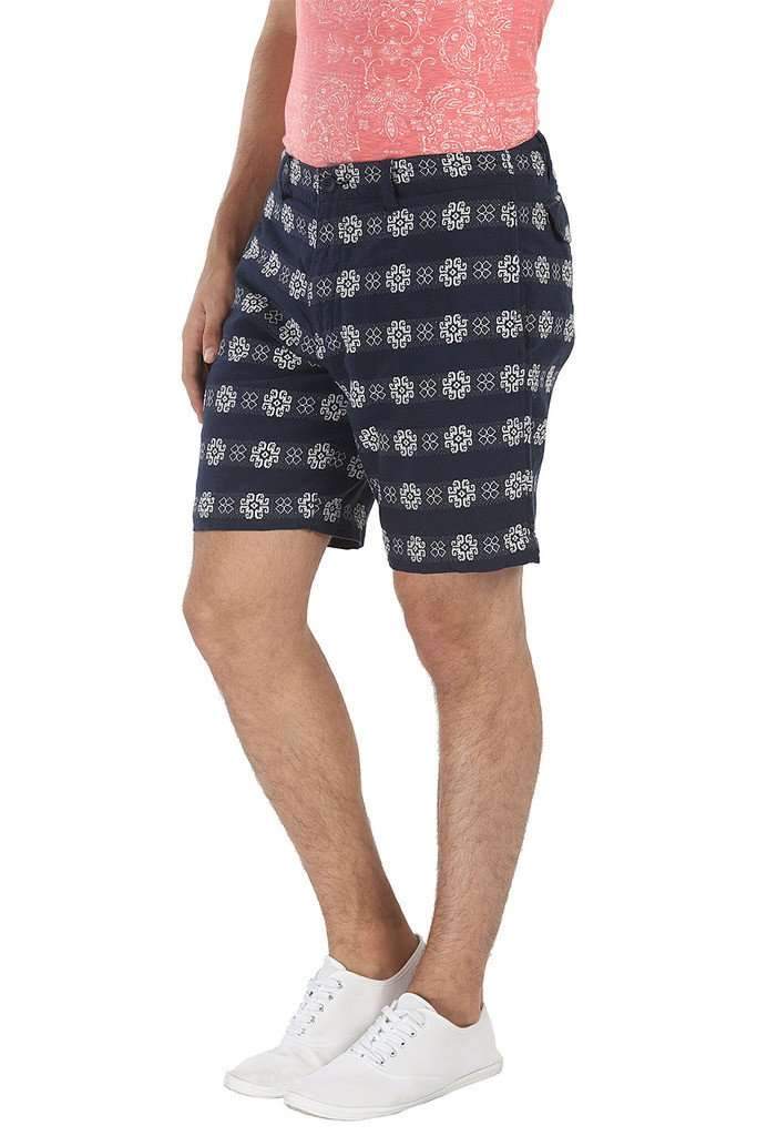 Cotton Dobby Shorts With Printed Patch