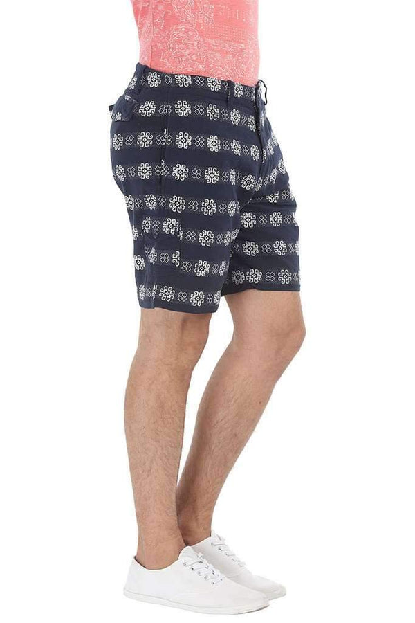 Cotton Dobby Shorts With Printed Patch