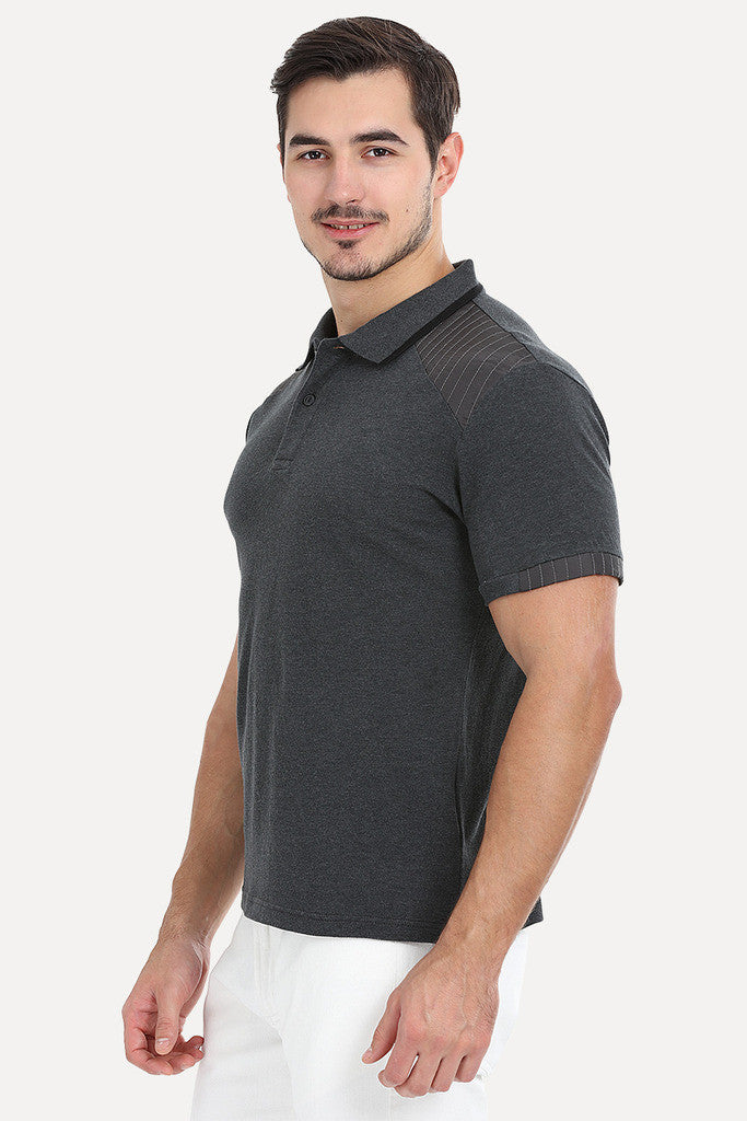 Cotton Heather Tee With Shoulder Patch