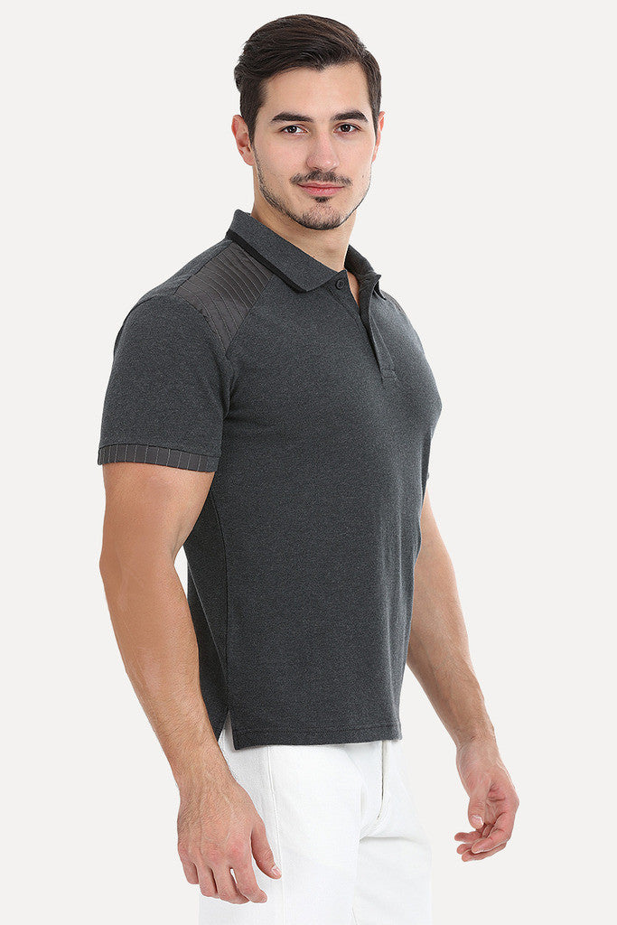 Cotton Heather Tee With Shoulder Patch