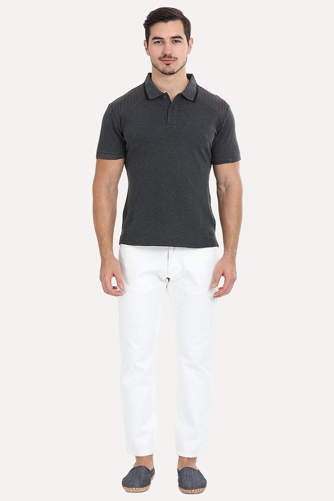 Cotton Heather Tee With Shoulder Patch