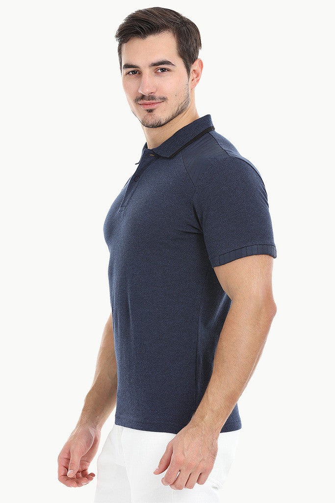 Cotton Heather Tee With Shoulder Patch