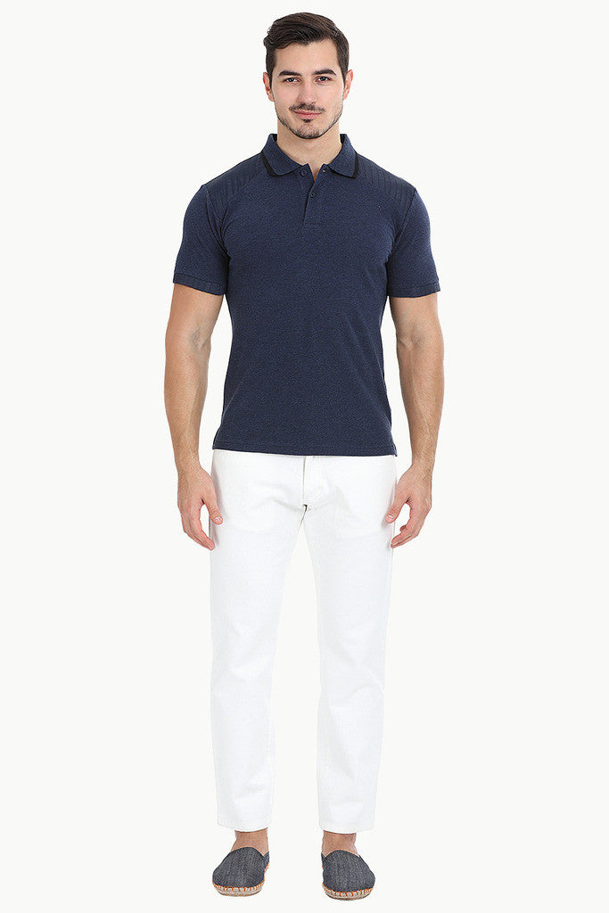 Cotton Heather Tee With Shoulder Patch