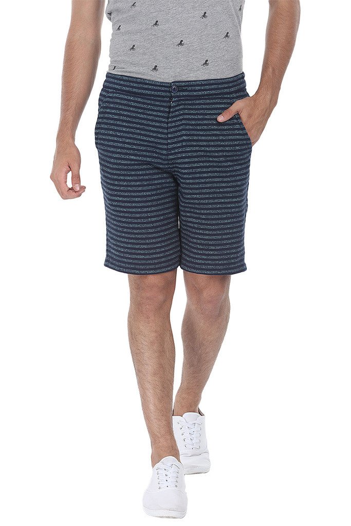 Cotton Knit Striped Slim Fit Shorts