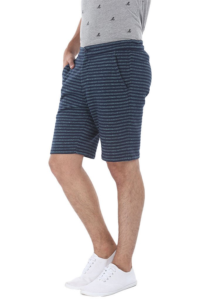 Cotton Knit Striped Slim Fit Shorts