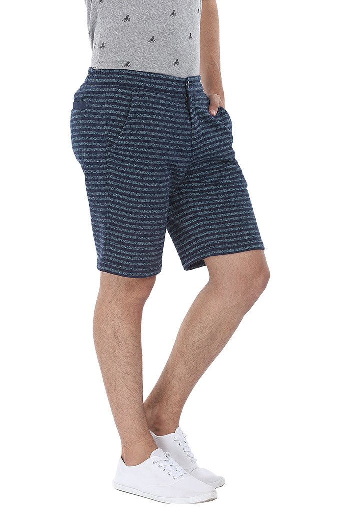 Cotton Knit Striped Slim Fit Shorts