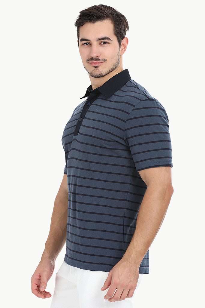 Cotton Linen Blend Contrast Collar Polo