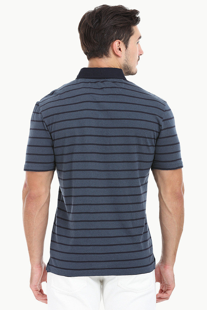 Cotton Linen Blend Contrast Collar Polo