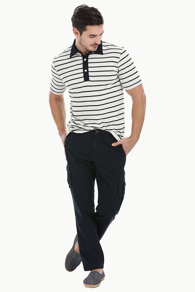 Cotton Linen Blend Contrast Collar Polo