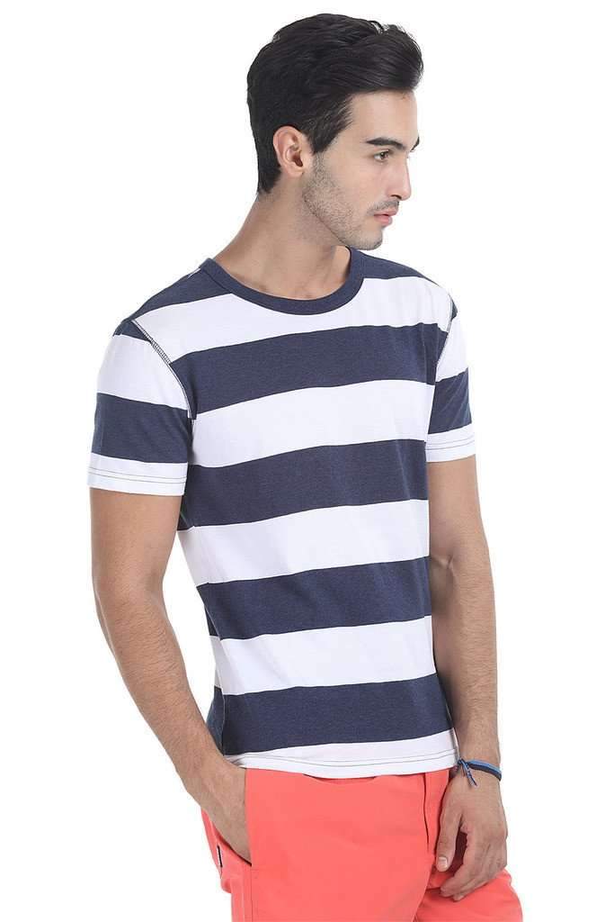 Crew Neck Broad Stripe Short Sleeve Tee