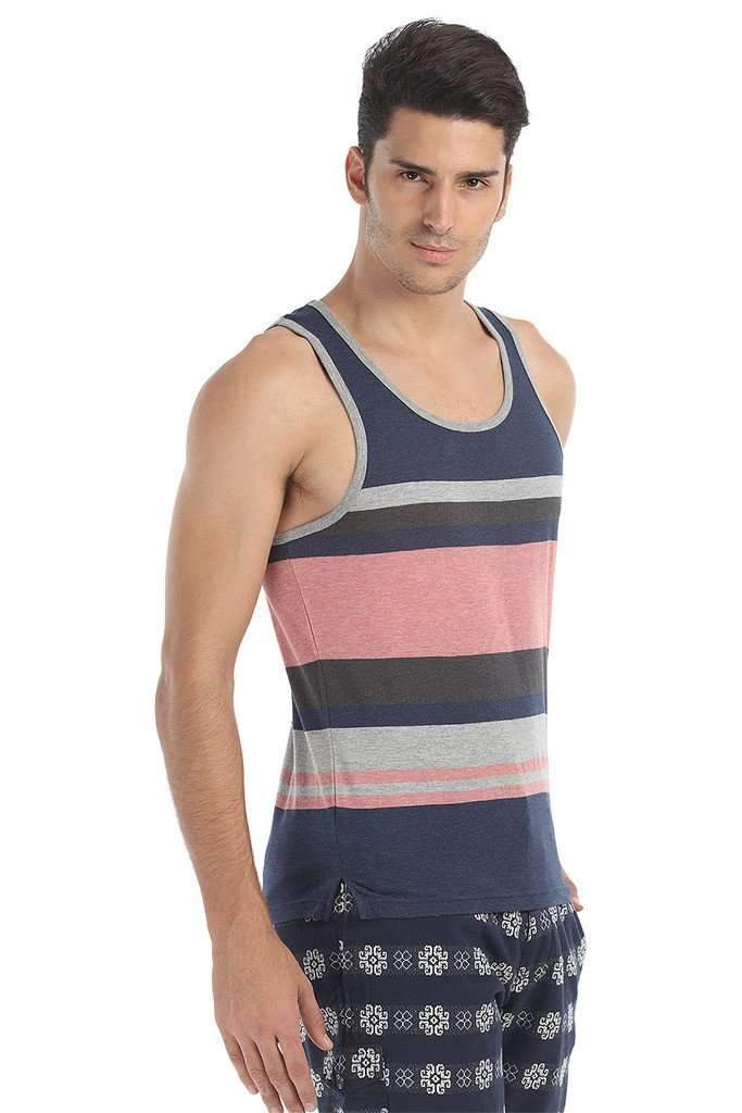 Crew Neck Contrast Stripe Tank