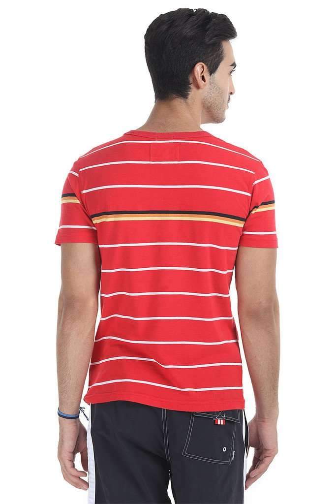 Crew Neck Multi Stripe Design Tee