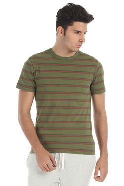 Crew Neck Yarn Dyed Jacquard Tee
