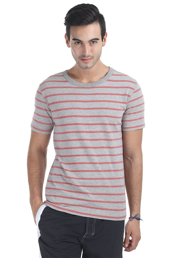 Crew Neck Yarn Dyed Jacquard Tee