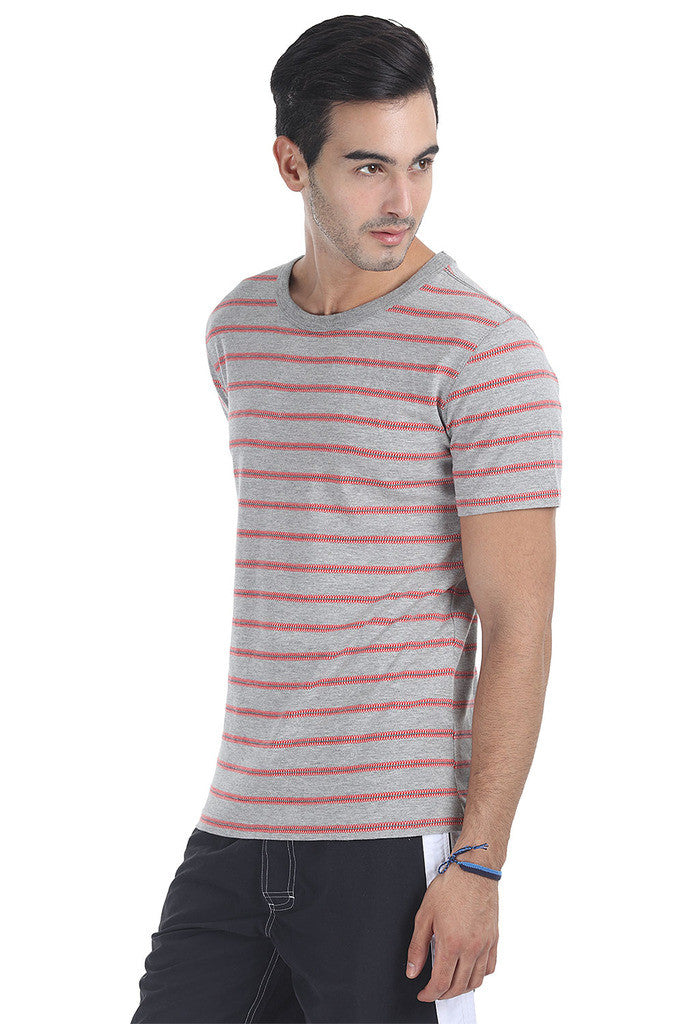 Crew Neck Yarn Dyed Jacquard Tee